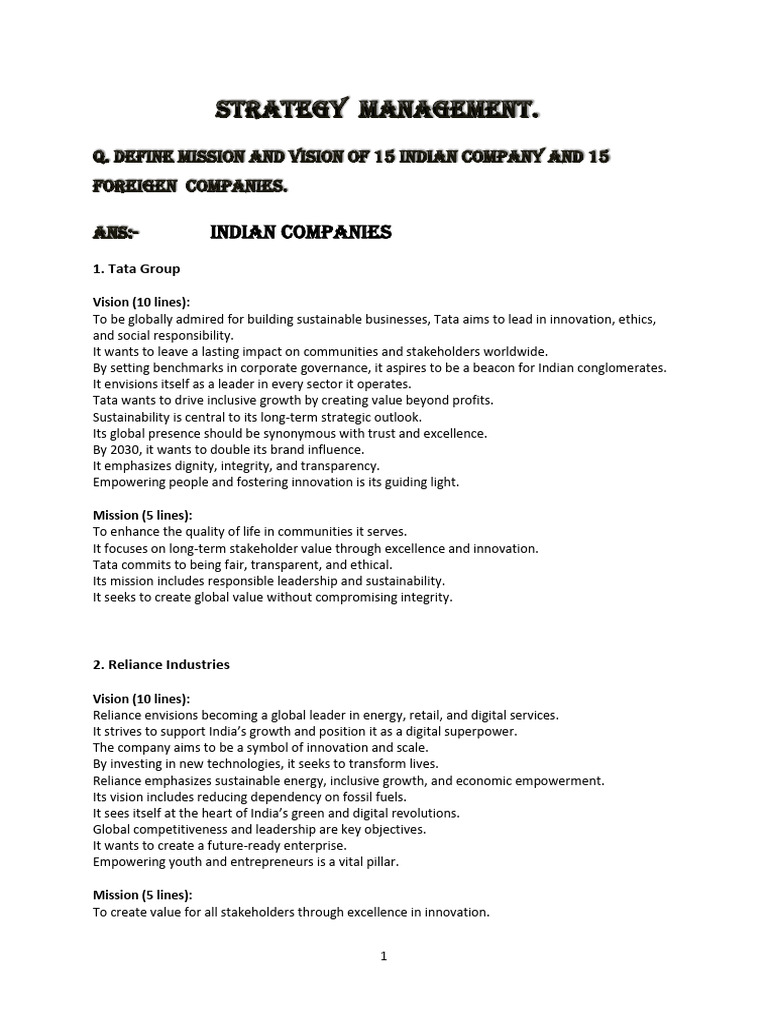 Strategy Management .1 | PDF | Strategic Management | Swot Analysis