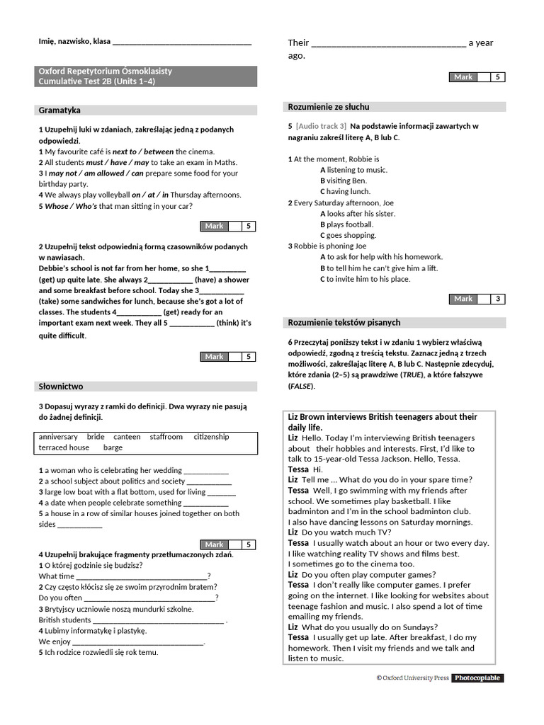 Cumulative Test 1 4 b | PDF