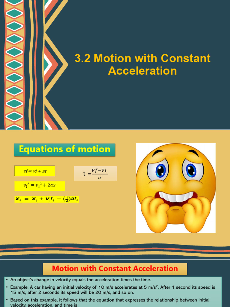 L3.3 Motion With Constant Acceleration | PDF | Velocity | Acceleration