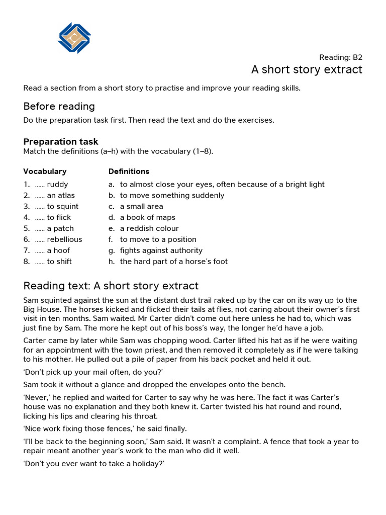 14 - B2 - A Short Story Extract | PDF