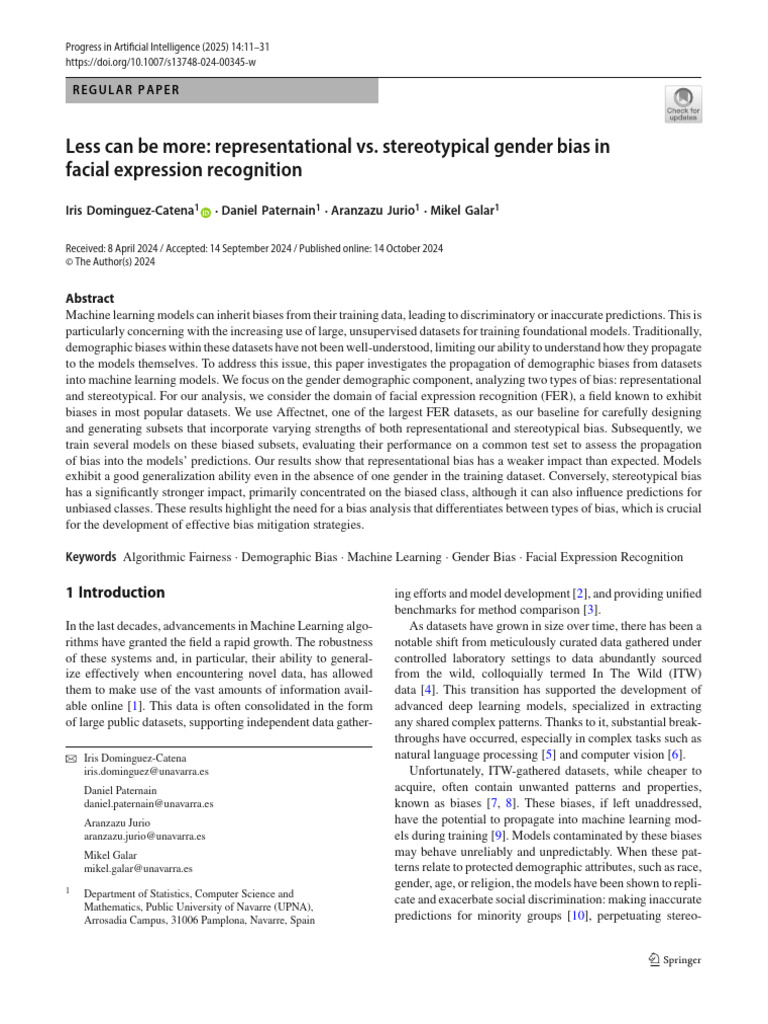 Less Can Be More Representational vs Stereotypical Gender Bias in Facia ...