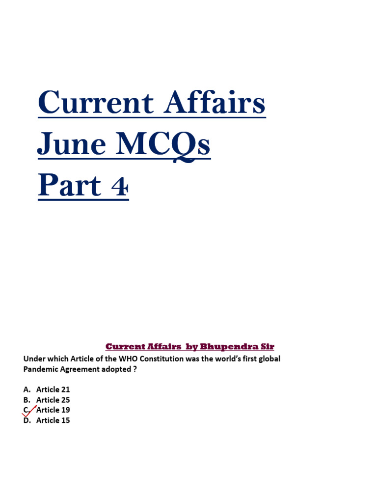 Current Affairs MCQs June Part 4_66006175_2026_01_19_07_38 (1) | PDF