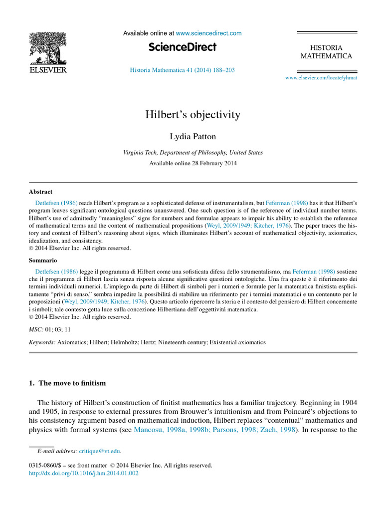 About Hilbert | PDF | Axiom | Mathematics