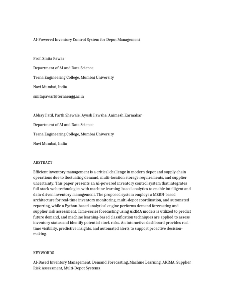 AI Inventory Main Manuscript | PDF | Inventory | Forecasting