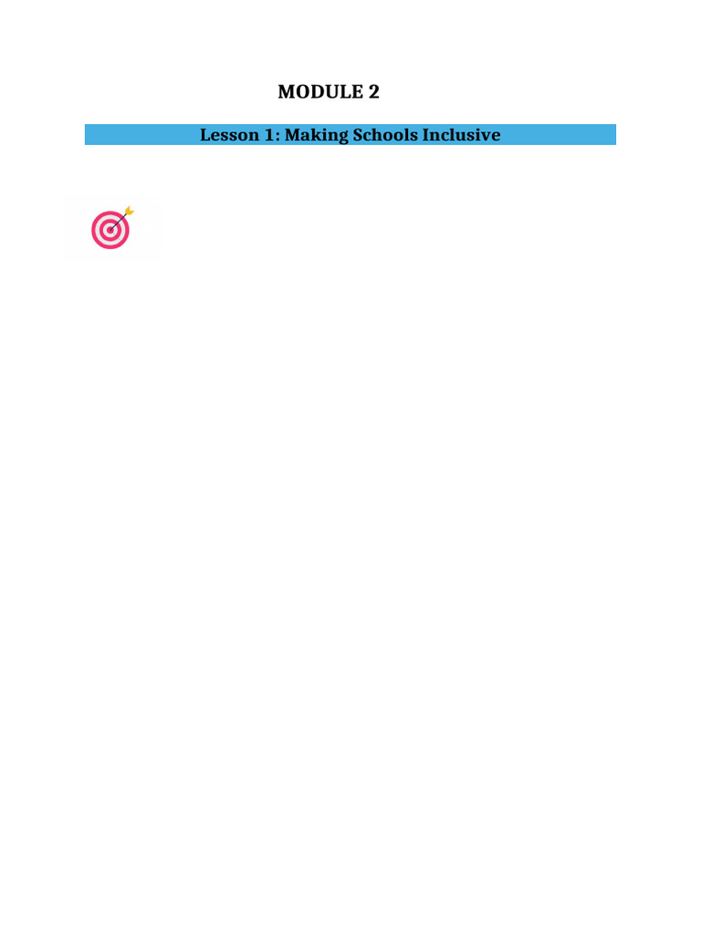 MODULE 2 Lesson 1 Making Schools Inclusive | PDF | Differentiated ...
