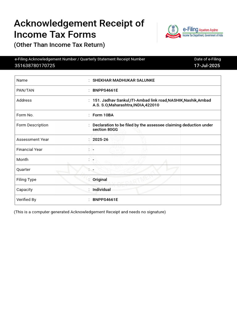 Form 10ba Arn | PDF