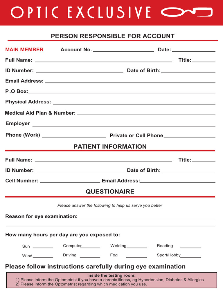 2025 Patient Form Optic-1 | PDF | Myopia | Contact Lens