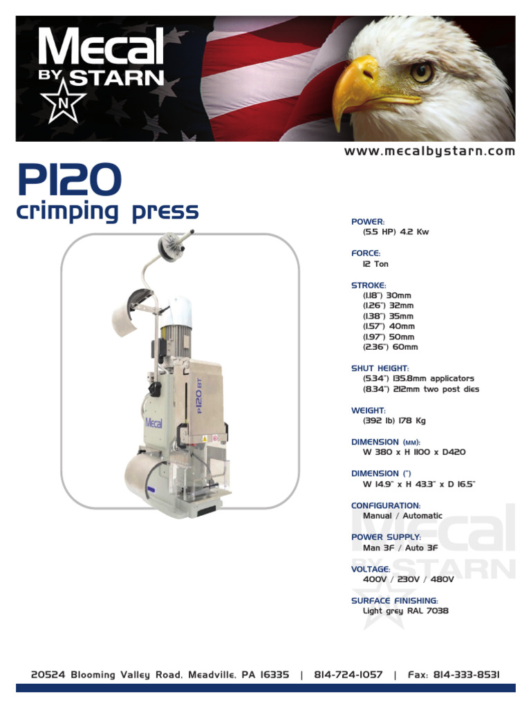 Mecal by Starn p120 Spec Sheet | PDF