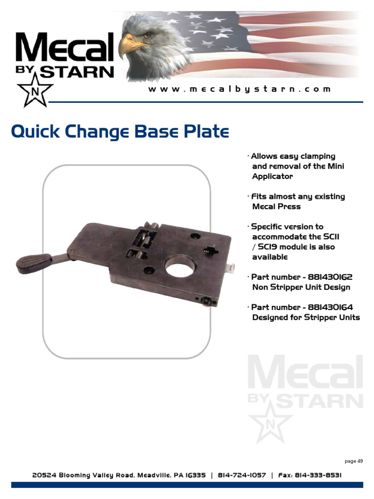 Mecal by Starn Quick Change Base Plate | PDF