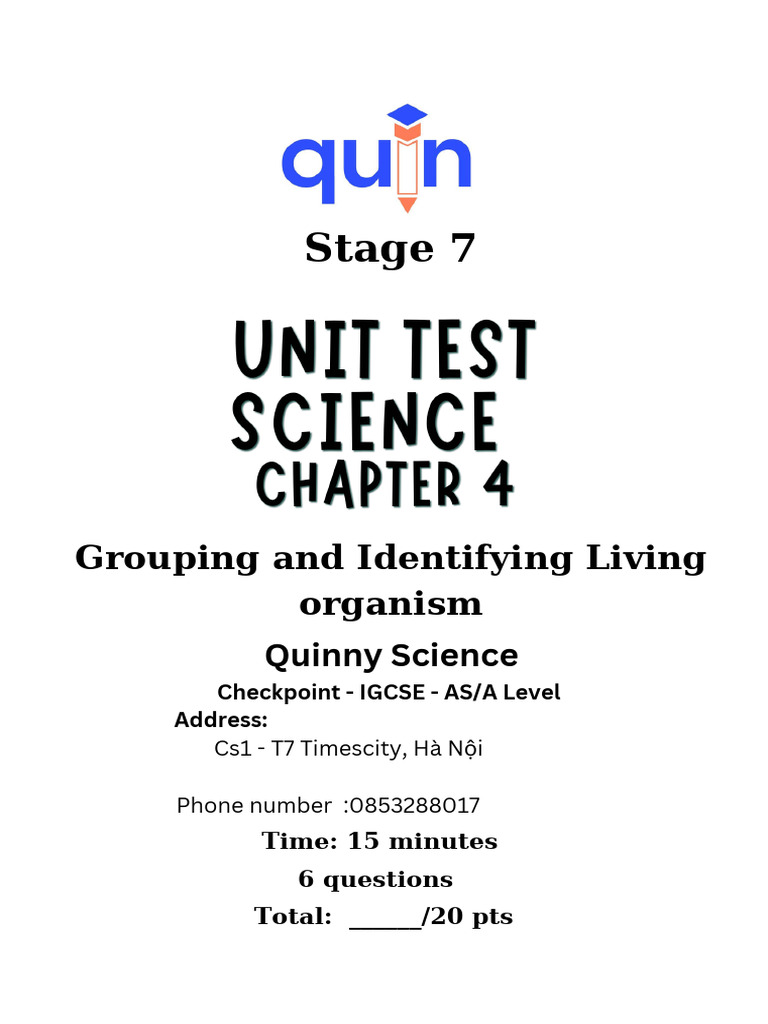 Stage 7 Science Unit 4 Test | PDF | Organisms | Virus