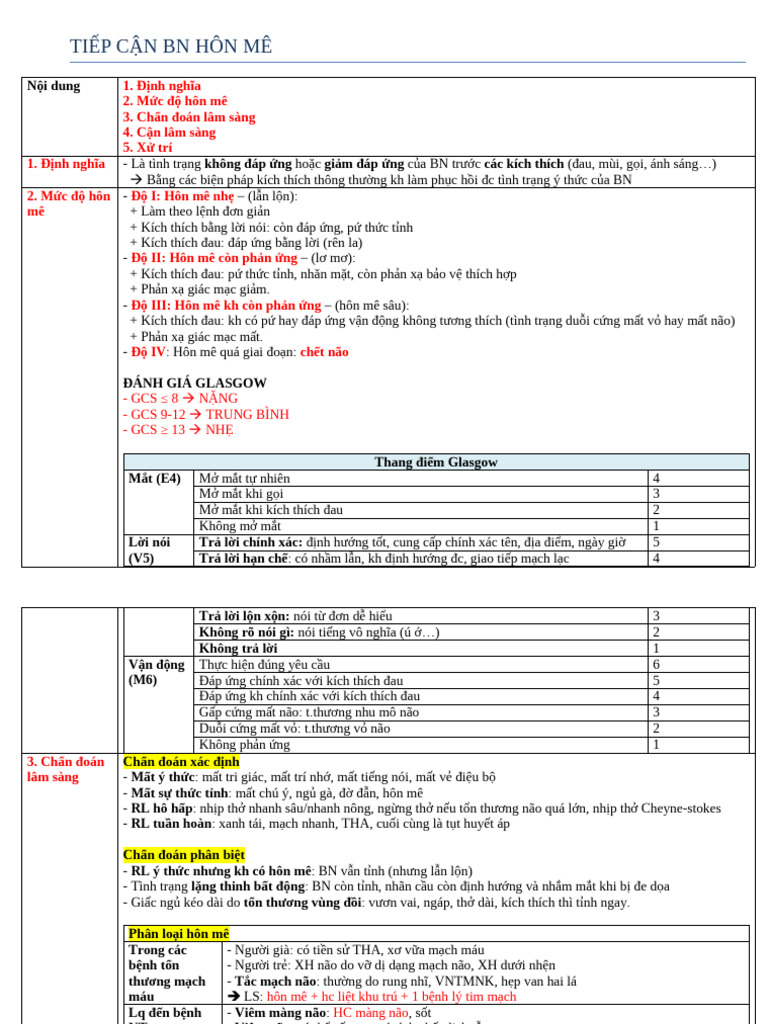 4. Tiếp Cận BN Hôn Mê | PDF