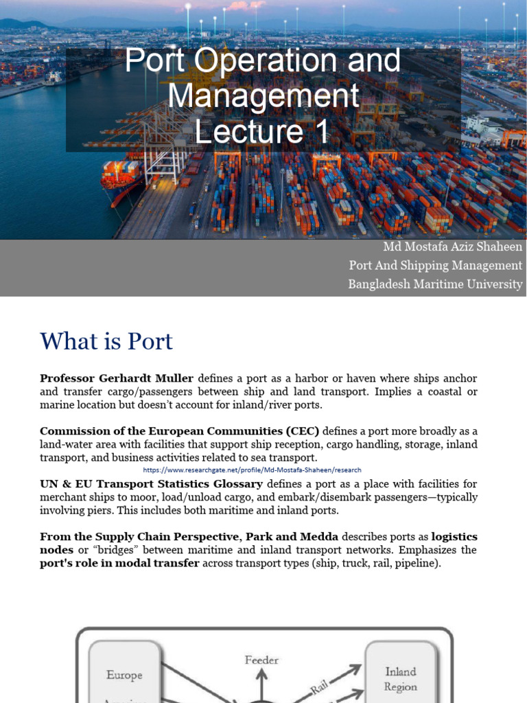 Port Operation and Management (Lecture 1) (Autosaved) | PDF | Port | Ships