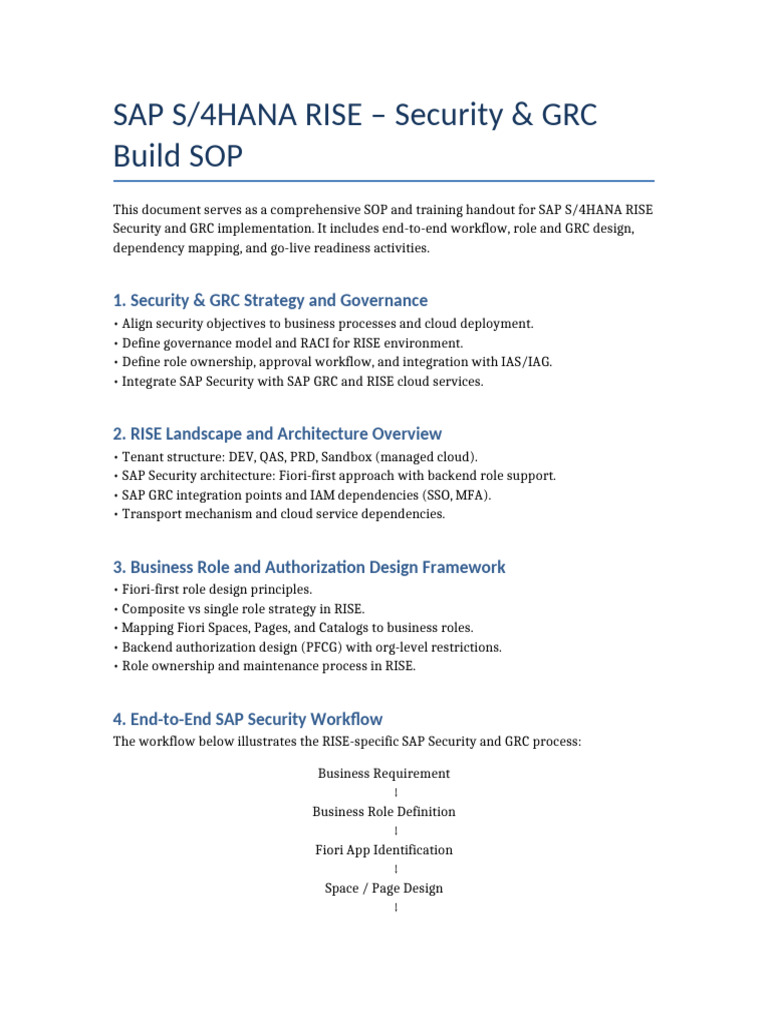 SAP S4HANA RISE Security GRC Build SOP | PDF | Cloud Computing | Computing