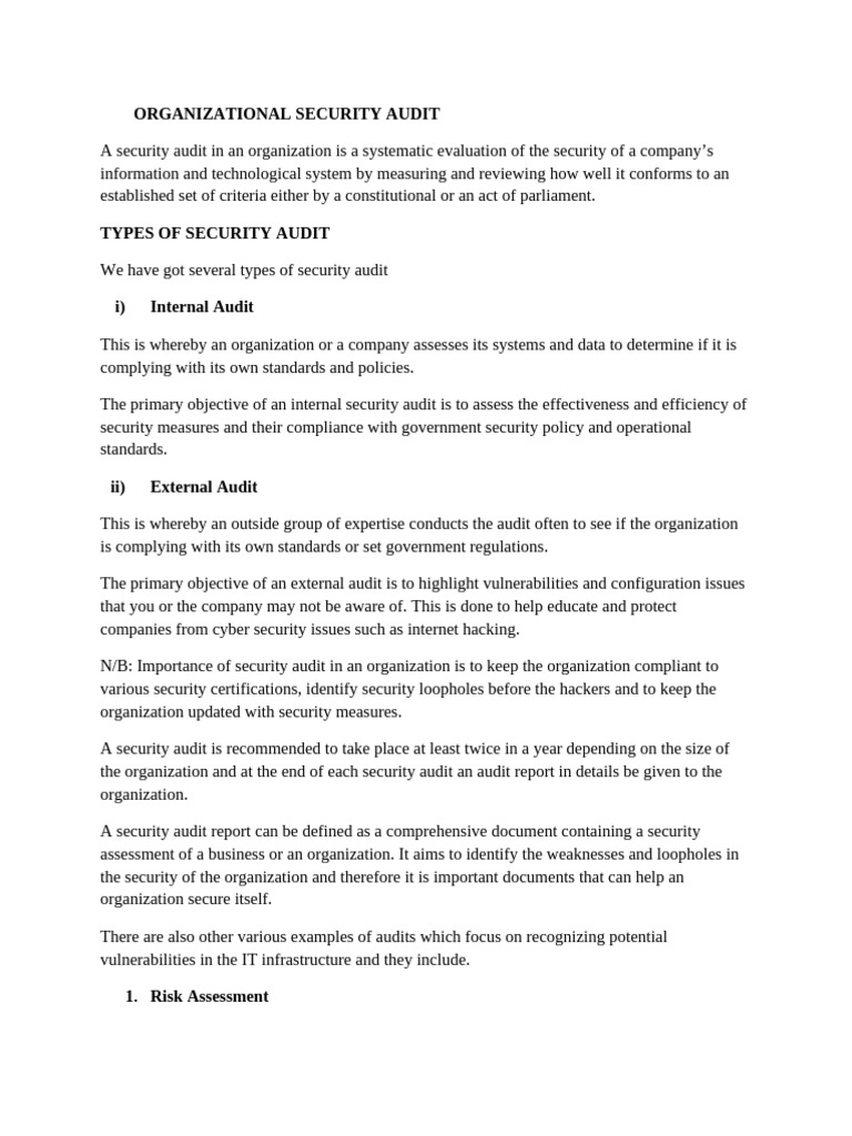 Organizational Security Audit Notes | PDF | Computer Security | Security