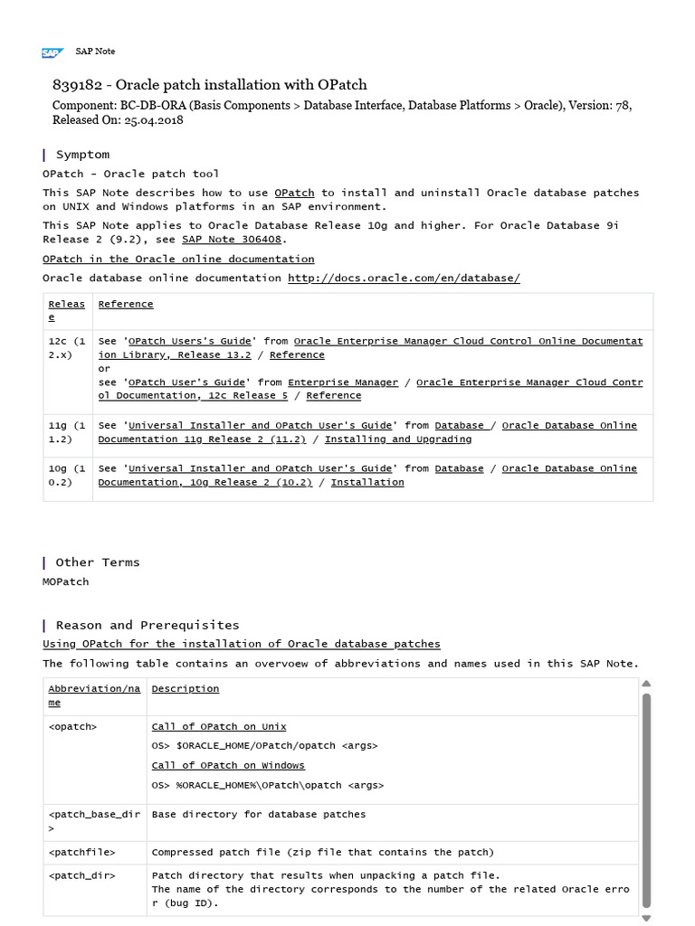 Oracle Patch Installation With OPatc | PDF | Zip (File Format) | Oracle ...