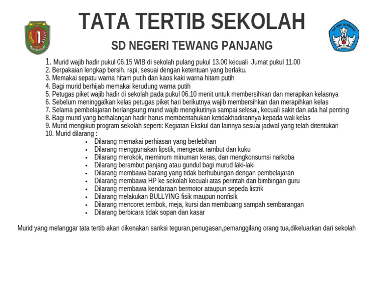 Tata Tertib Sekolah | PDF
