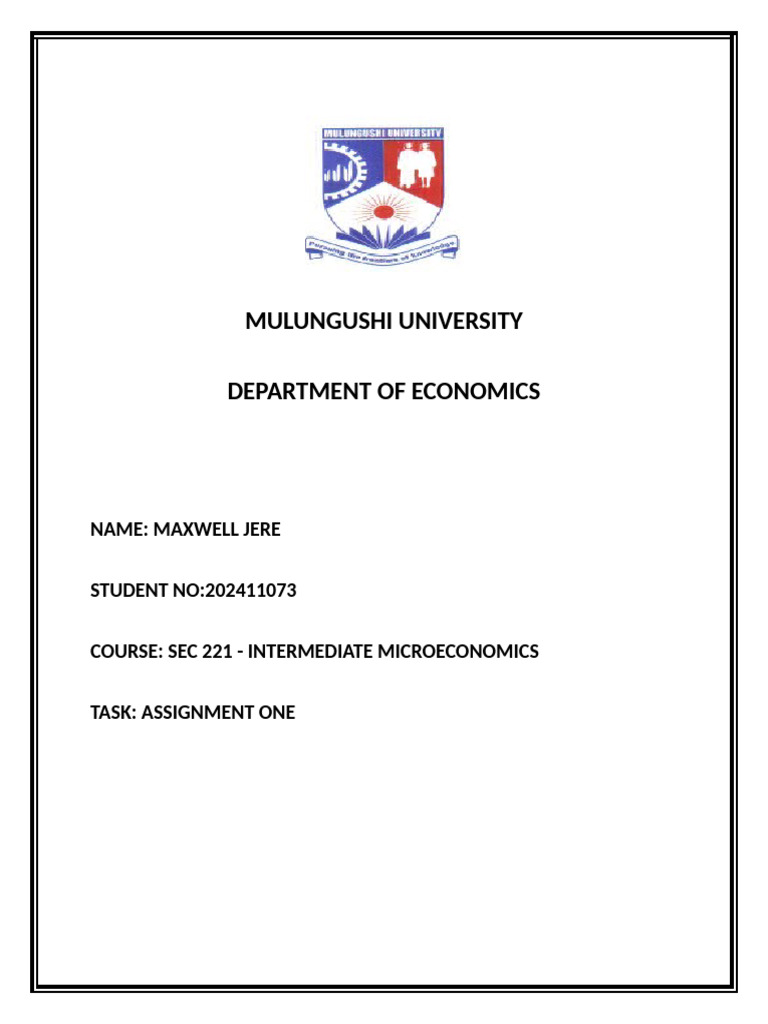SEC 221 - MU Assignment One | PDF | Economics | Microeconomics