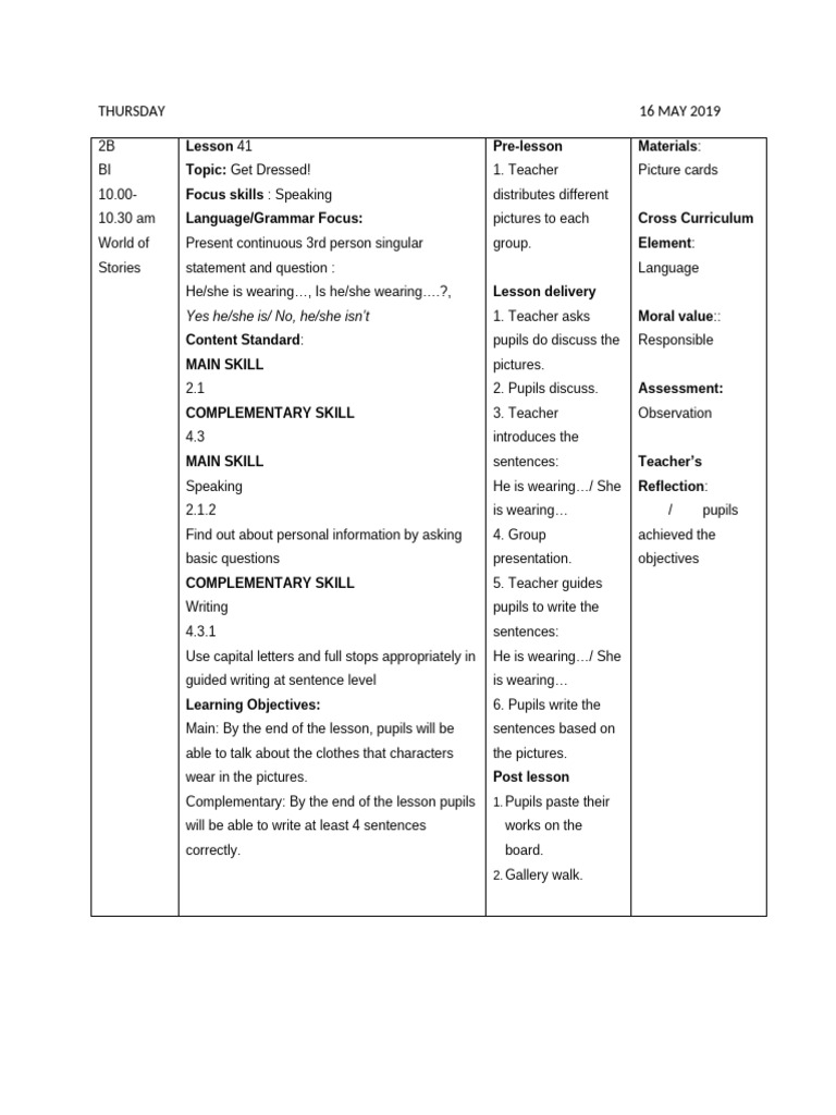 Lesson 41 2 Thur Speaking and Writing | PDF | Curriculum | Teachers