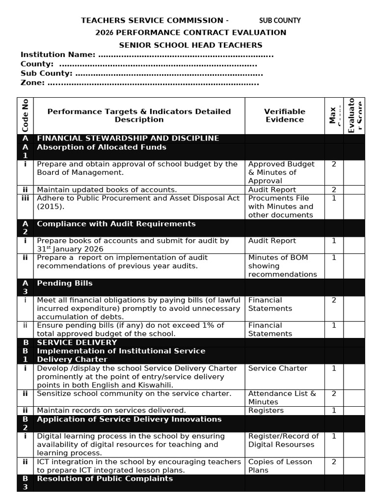 PC Evaluation - Pri 2026 | PDF | Teachers | Audit