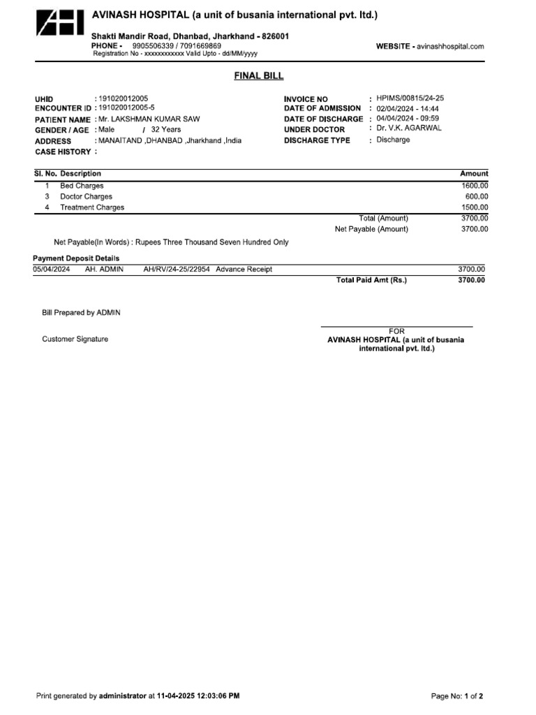 Final Bill | PDF