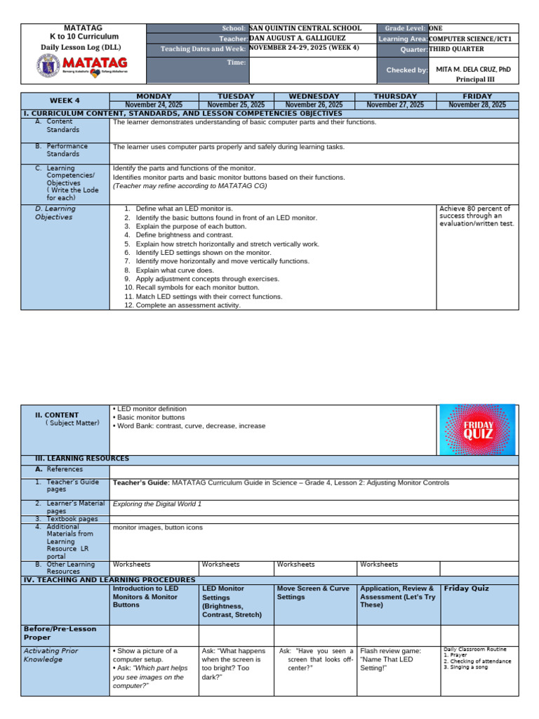 G1Q3 Computer 1 Week 4 | PDF | Curriculum | Learning