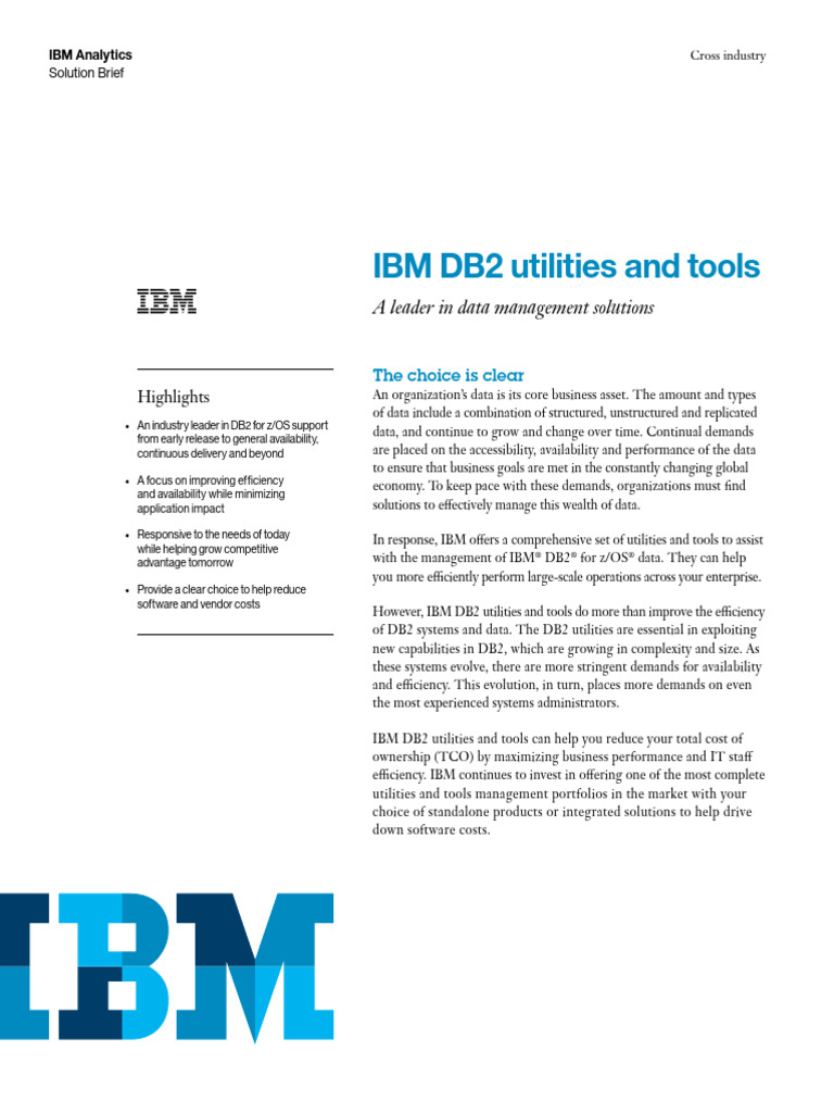 IBM DB2 Utilities and Tools - A Leader in Data Management Solutions ...