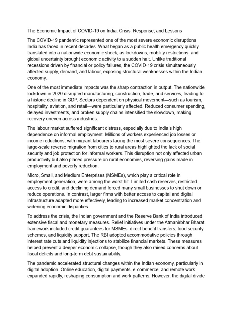The Economic Impact of COVID-19 On India - Compressed | PDF | Recession ...
