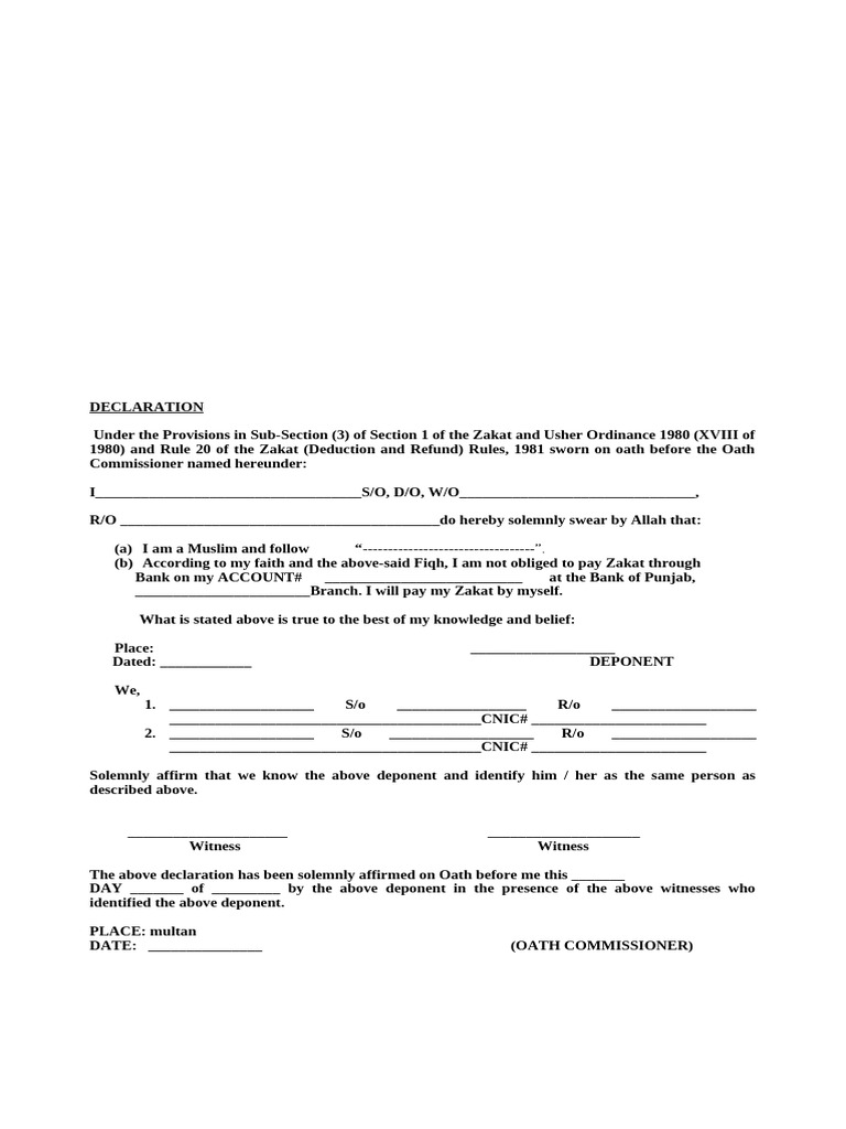 CZ 50 Zakat Declaration Form | PDF