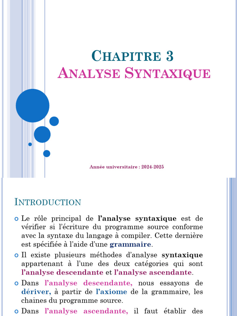 Compilation - Chap 3 | PDF | Analyse syntaxique | Grammaire