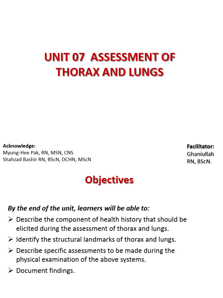 Assessment of Thorax and Lungs(2) | PDF | Thorax | Lung