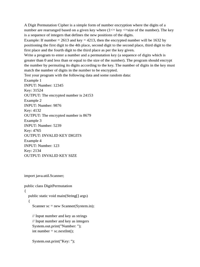 A Digit Permutation Cipher | PDF