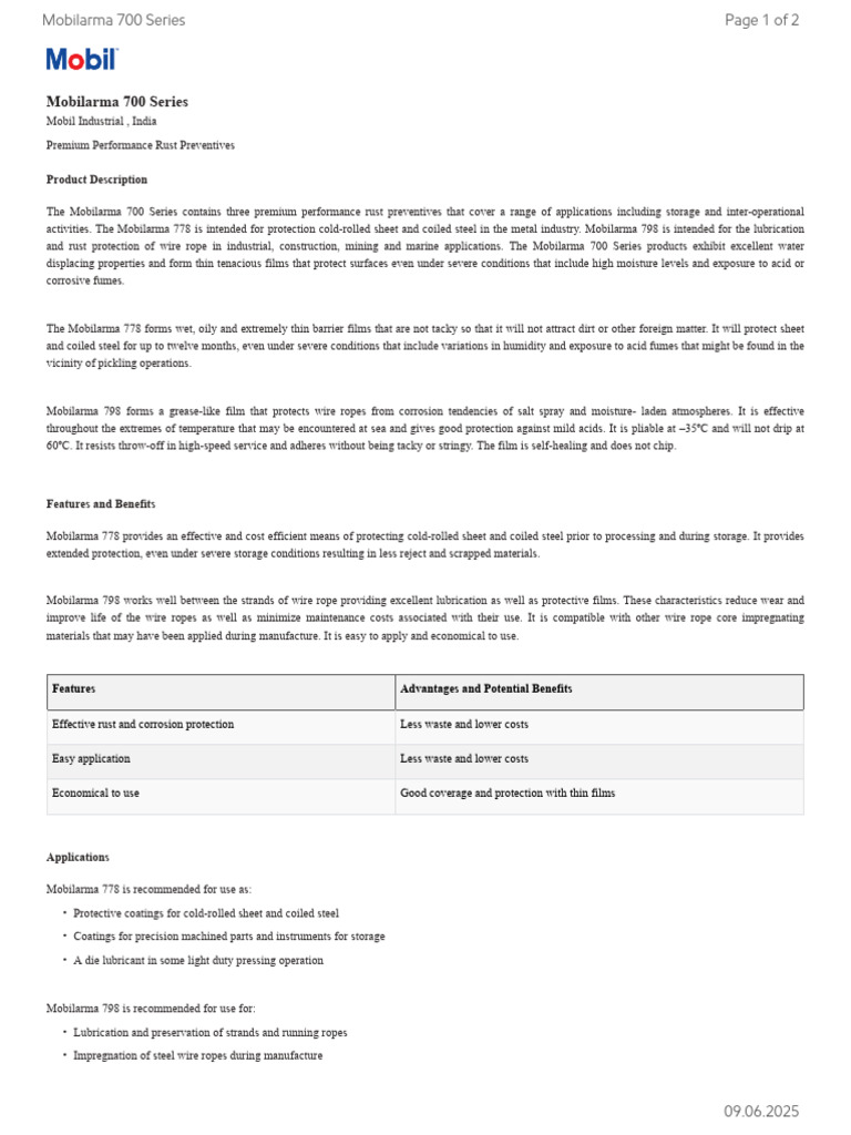 GL XX Mobilarma 700 Series | PDF | Exxon Mobil | Rust