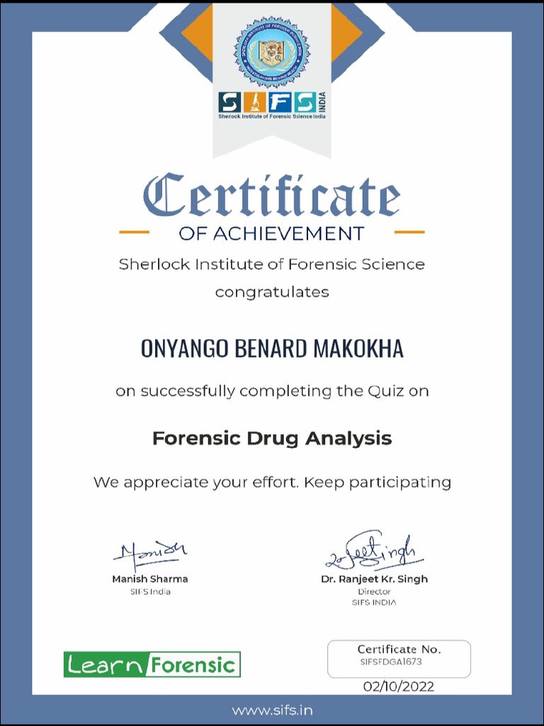 Forensic Drug Certificate | PDF