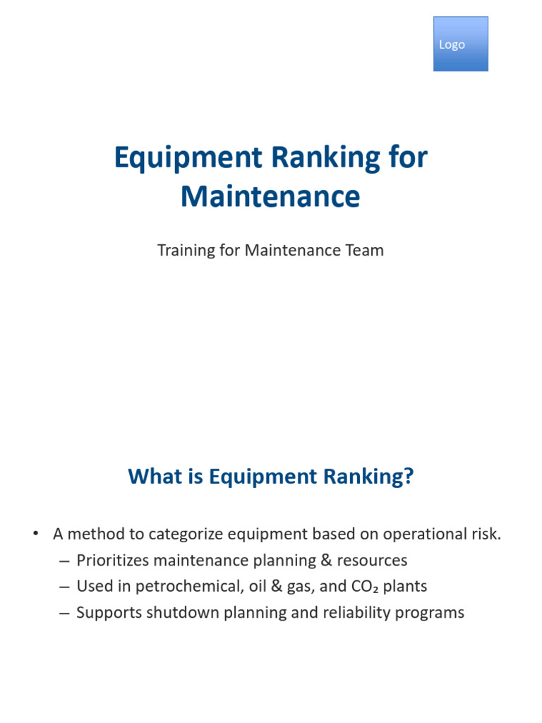 Critical Equipment Ranking 2 | PDF