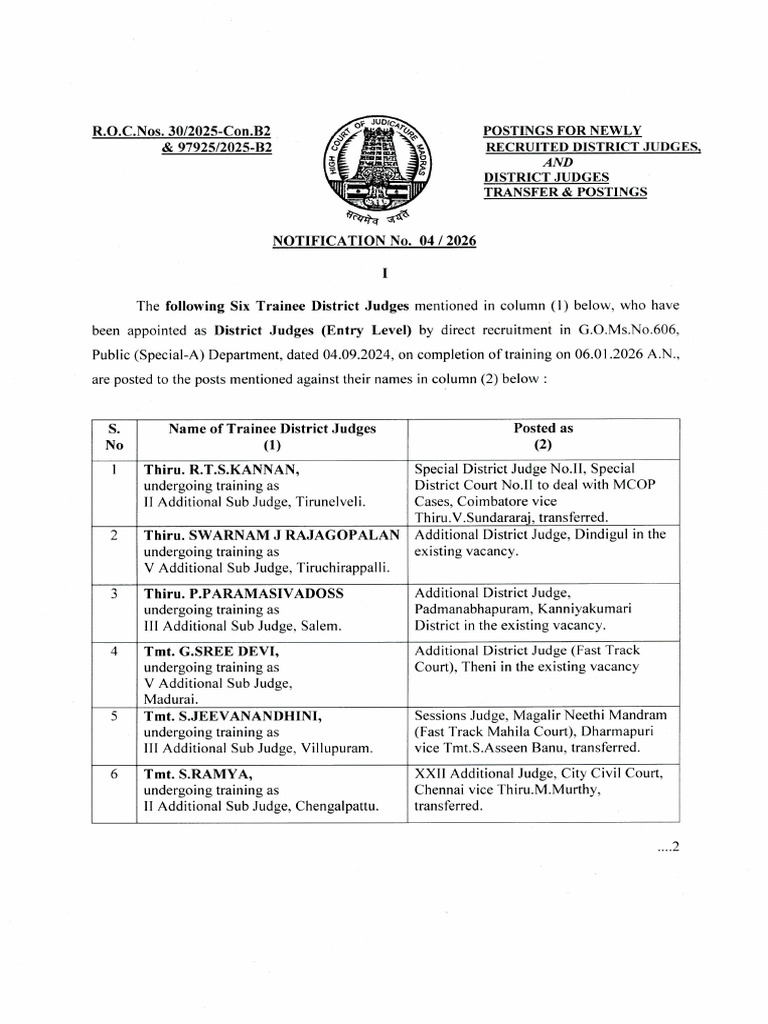 Notification No.04 of 2026 and OM | PDF | Judiciaries | Justice