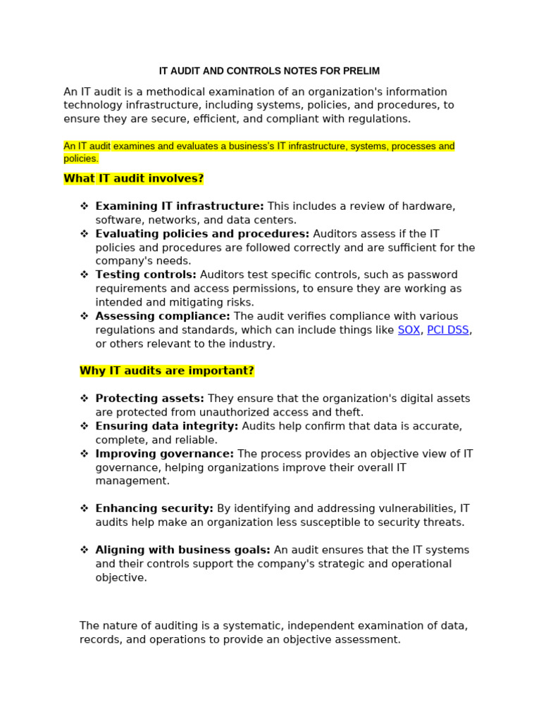 Itac Notes | PDF | Audit | Financial Audit