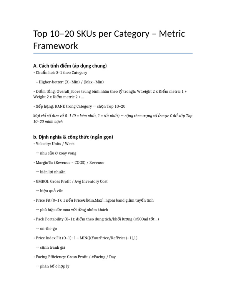 Top SKU Framework No Seasonality With Rationale | PDF