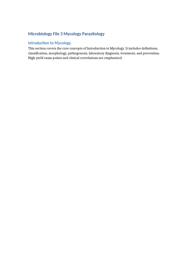 Microbiology File 3 Mycology Parasitology | PDF | Protozoa | Fungus