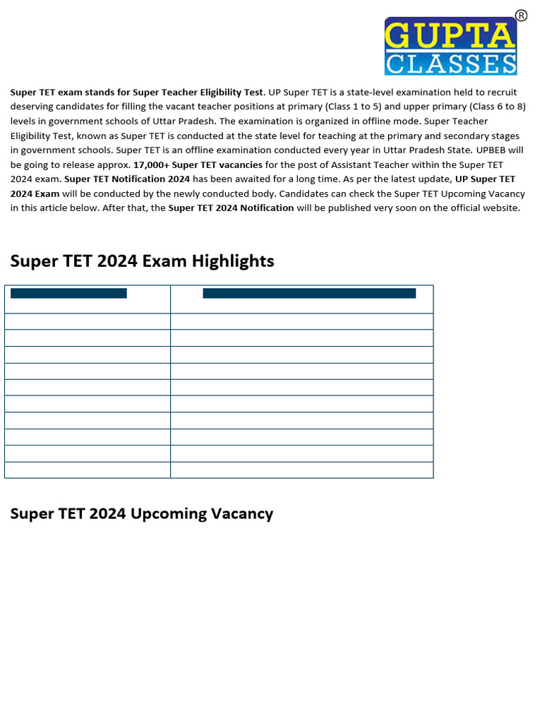 SUPER-TET | PDF | Learning | Cognition