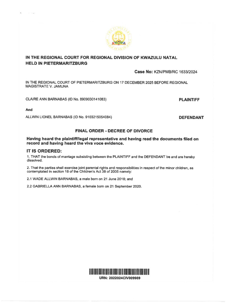 Final Order of Decree Dated 19 December 2025 | PDF