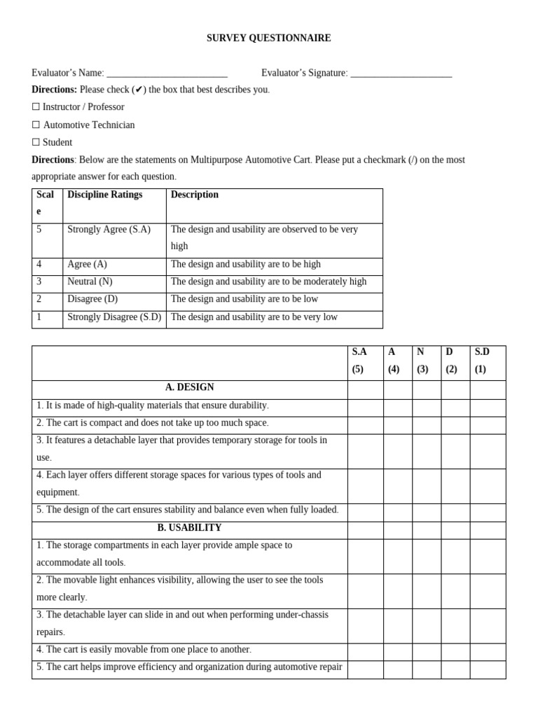 Survey Questionnaire (FINAL) | PDF