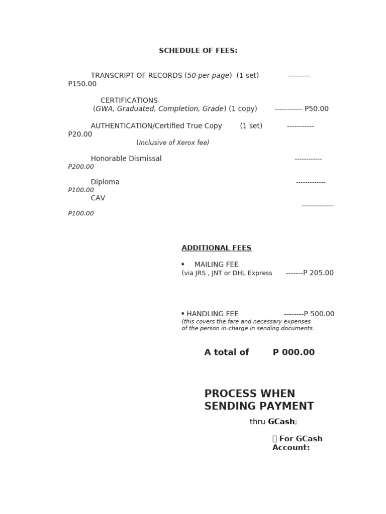 Schedule of Fees | PDF