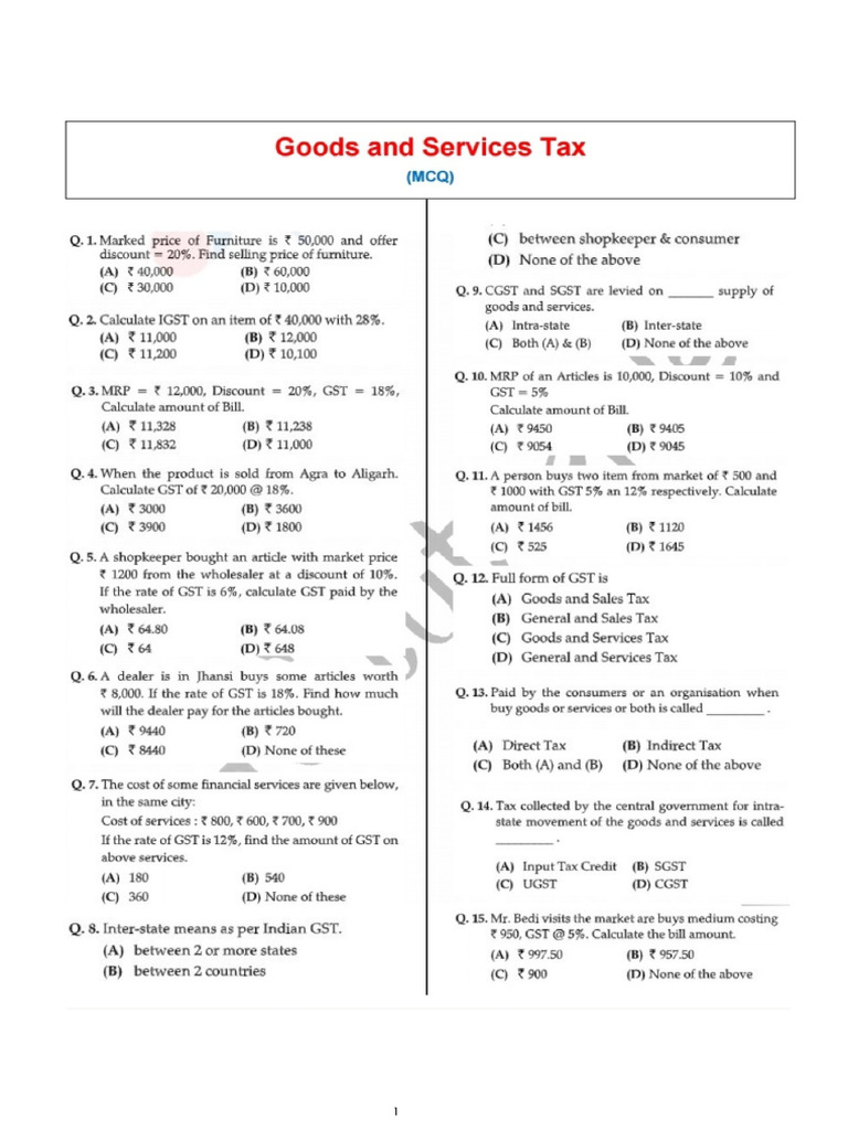 GST Test 10th April | PDF