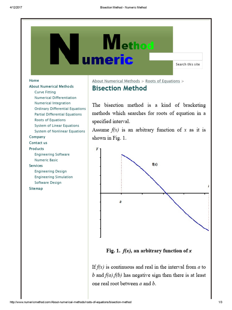 Bisection Method - Numeric Method | PDF | Equations | Numerical Analysis