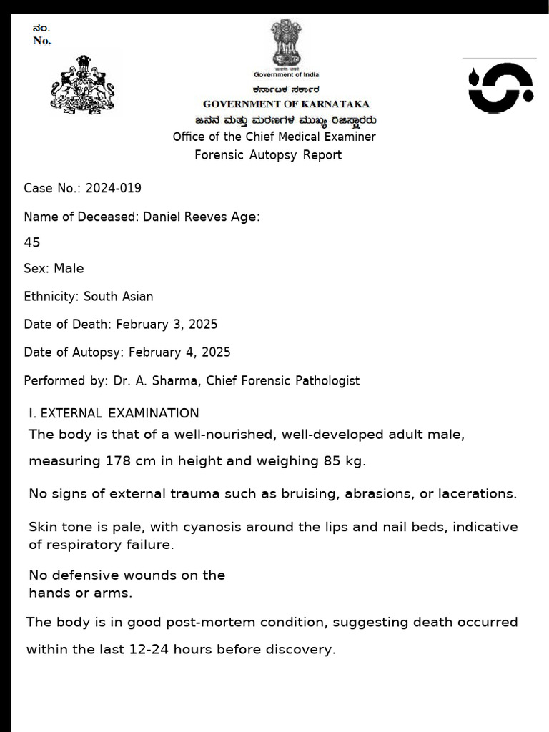 Daniel Reeves Autopsy Report | PDF | Botulinum Toxin | Autopsy