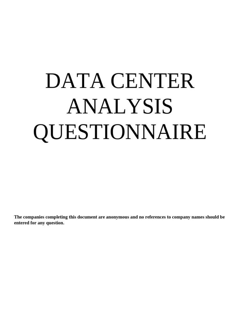 Data Center Questionnaire | PDF | Computer Network | Firewall (Computing)