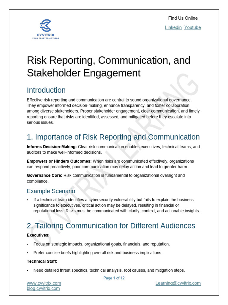20+Risk+Reporting+Communication+and+Stakeholder+Engag+ Handsout | PDF ...