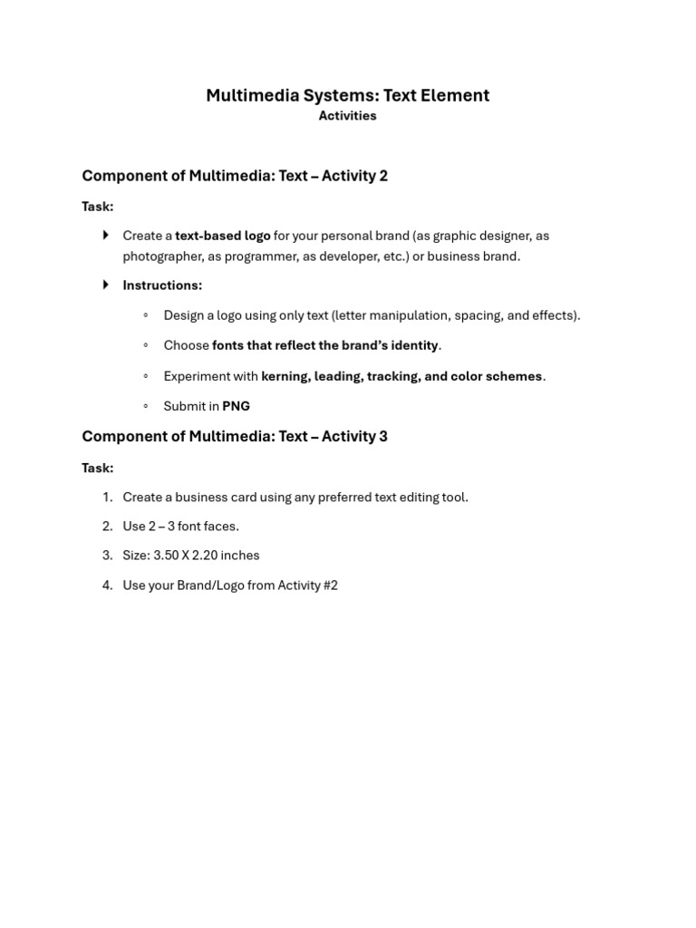 Multimedia Systems Activities | PDF | Typography | Logos