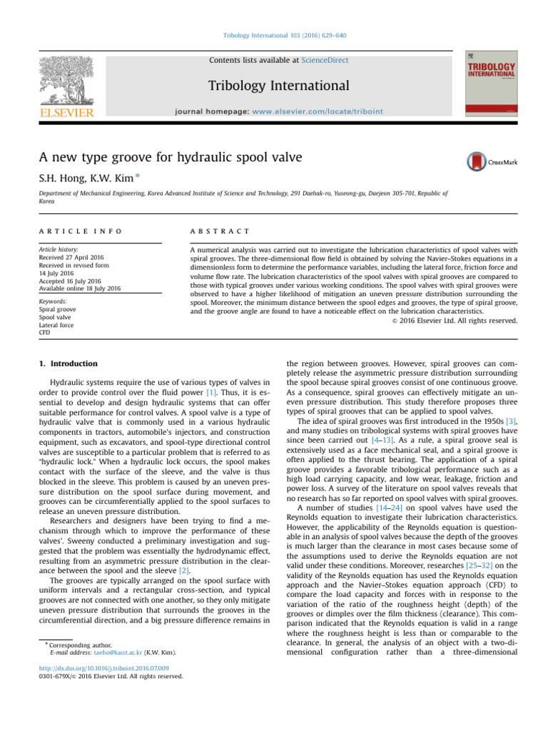 A New Type Groove For Hydraulic Spool Valve | PDF | Fluid Dynamics ...