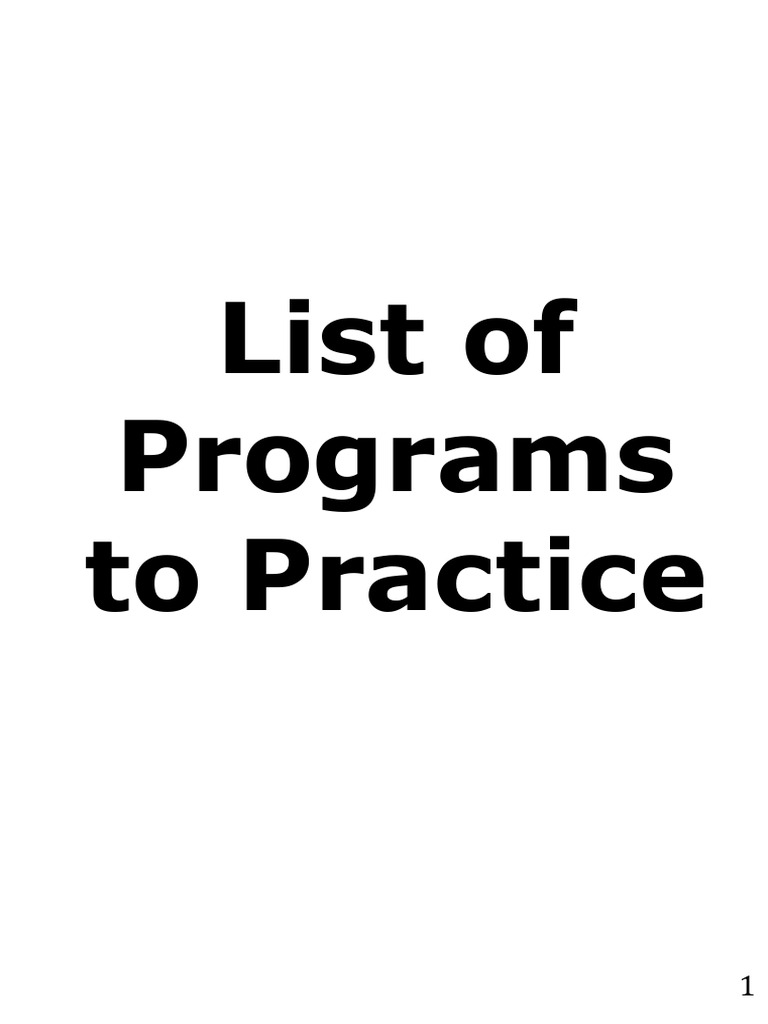 Listofprogramstopractice 200505210739 | PDF | Constructor (Object ...